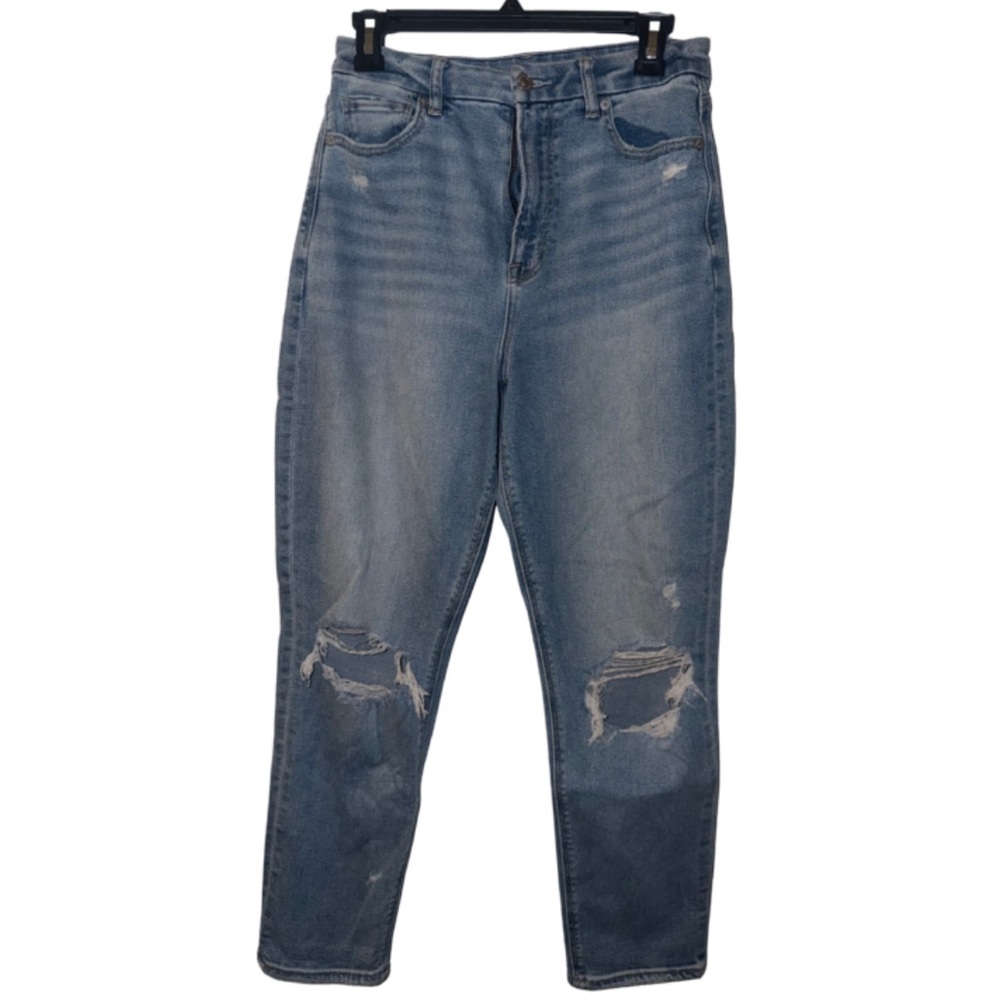 American Eagle Women’s Curvy Mom Classic Blue Distressed Women Jeans